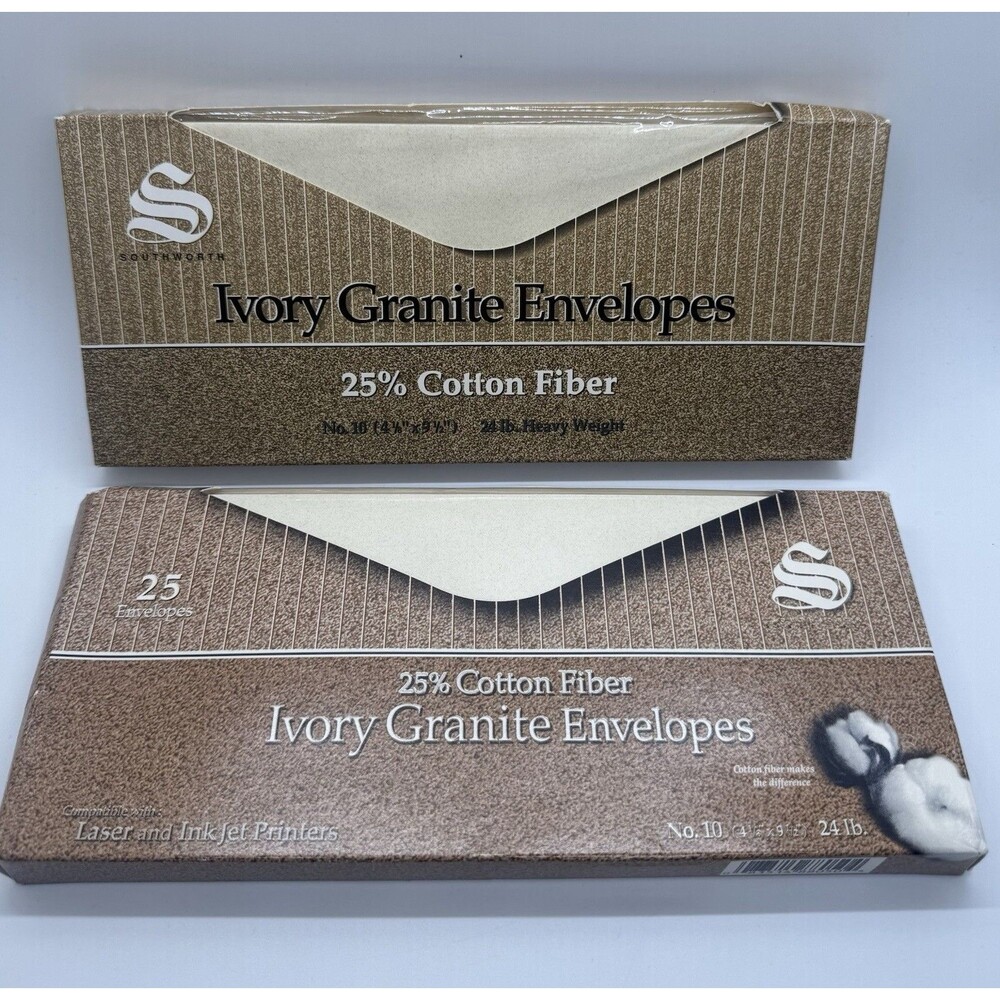 Lot Of 2 Southworth 100% Cotton #10 Resume Envelope Ivory Granite 24 lb 25ct/50